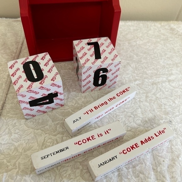 Vintage Coca-Cola Coke Perpetual Calendar Wooden block year round calendar - Picture 5 of 6